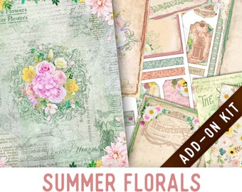 Summer Florals Junk Journal Kit ADD-ON, Printable Junk Journal Pages Printable Junk Journal Kit Craft kits Vintage Junk Journal 003245