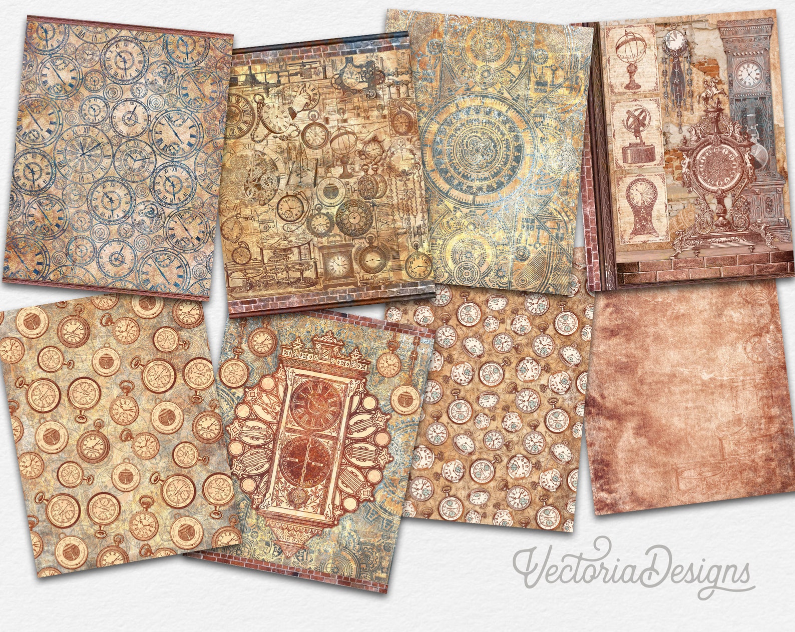 Steampunk Watches Paper Pack, Steampunk Paper Pack, Digital Paper ...