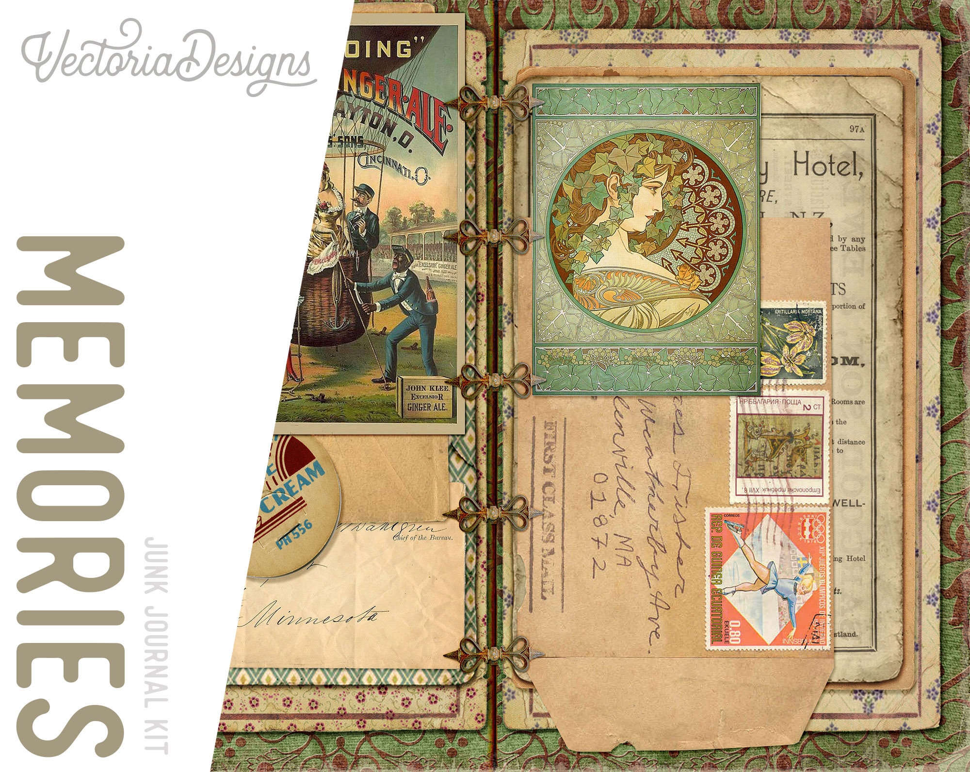 Memories Junk Journal Kit, Printable Junk Journal, Digital Journal Kit