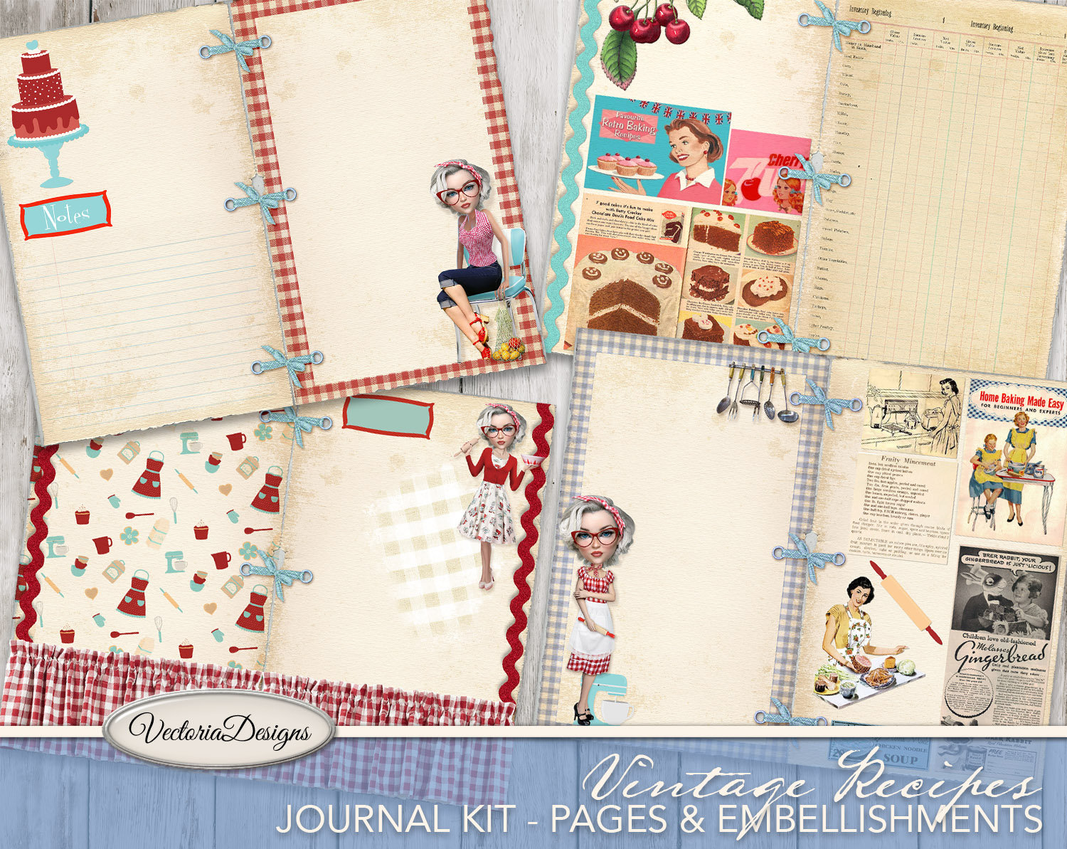 Download Junk Journal, Vintage Recipe Journal Kit, Printable ...