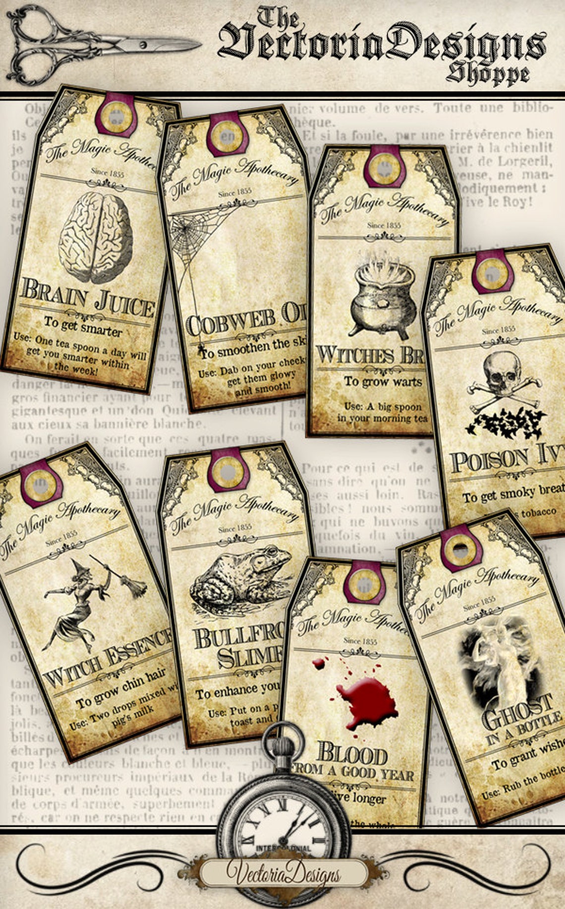 Halloween Apothecary Labels Halloween Tags Printable | Etsy