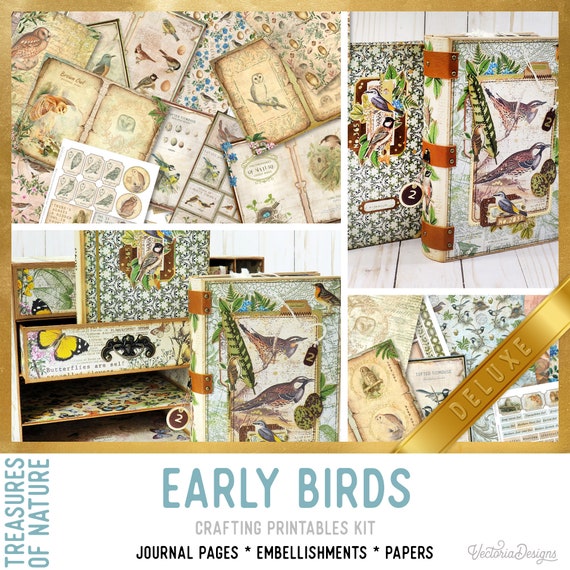 Early Birds Junk Journal Kit (DELUXE) - Printable Craft Kit - Treasures of Nature - 002930