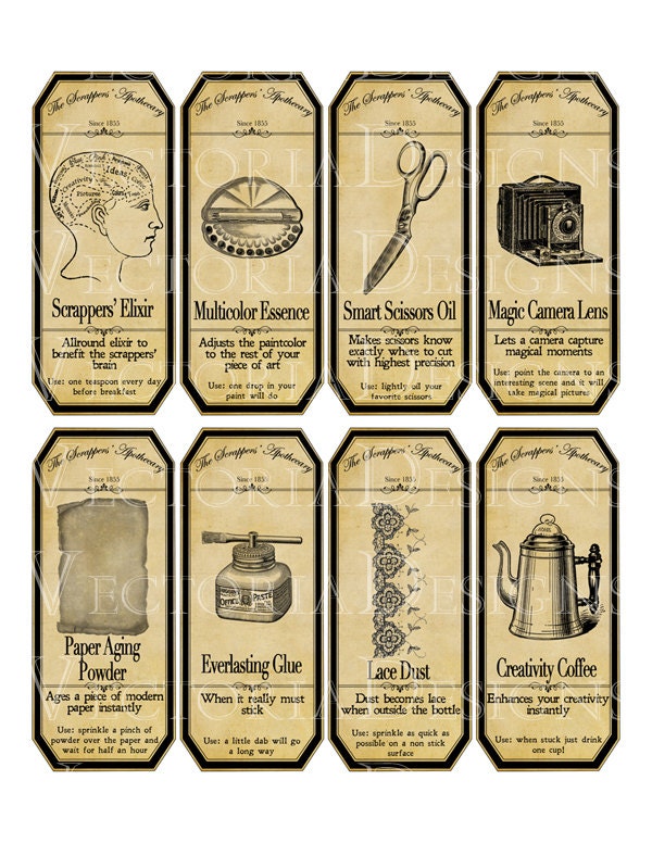 Printable apothecary labels for digital scrappers and paper ...