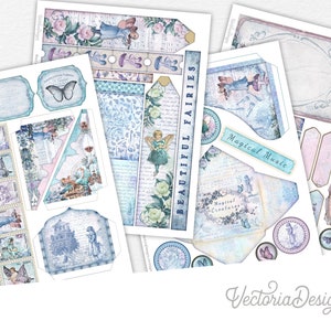 Winter Fairies Embellishment Sheets, Fairy Junk Journal Embellishments, Printable Embellishments, Scrapbook Supplies, Crafting, DIY - 002831