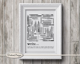 Write print printable art black and white print dictionary digital print printable instant download digital collage sheet - 000665