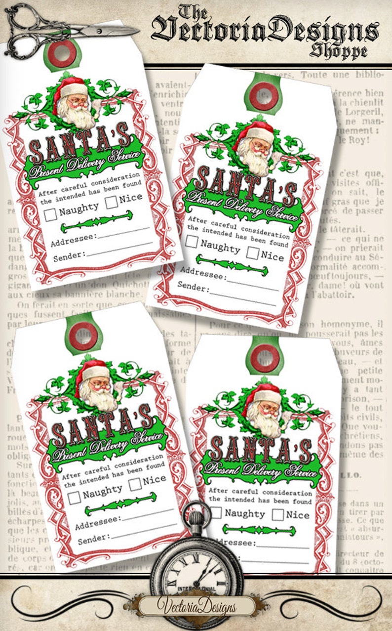 Christmas Naughty Nice Tags Eco Save Ink Gift Tag Santa Paper Etsy