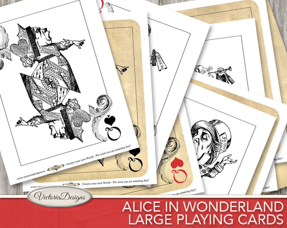 Printable Alice in Wonderland Playing Cards wall art printable | Etsy
