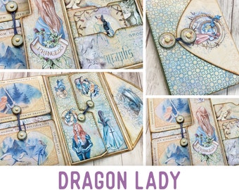 Dragon Lady Mini Project Mini Folio Craft Kit Vacances Artisanat Folio Kit Dragons Junk Journal Kits d’artisanat imprimables Cadeau imprimable 002791