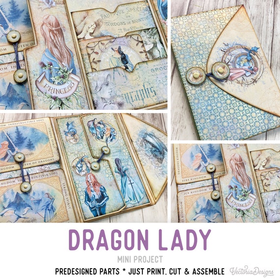 Dragon Lady Mini Project Mini Folio Craft Kit Vacation Crafts Folio Kit Dragons Junk Journal Printable Craft kits Printable Gift 002791
