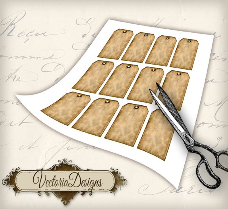 Antique Tags Printable Old Vintage Add Text Art Craft Hobby Etsy