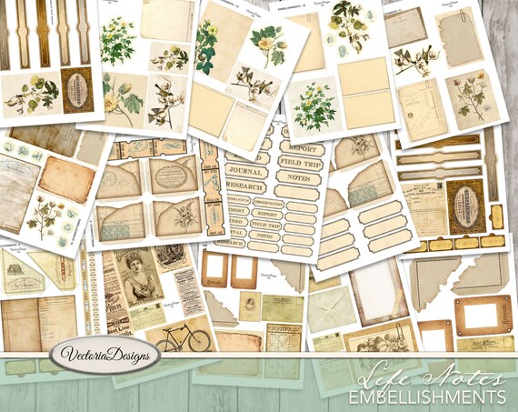 Life Notes Embellishments, Scrapbook Digital, Printable Paper Craft, Digital Paper Scrapbook, Junk Journal, Digital Ephemera Paper 002078
