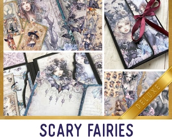 Scary Fairies Junk Journal Kit DELUXE - Printable Pages, Papers and Embellishments for Crafting - 003103