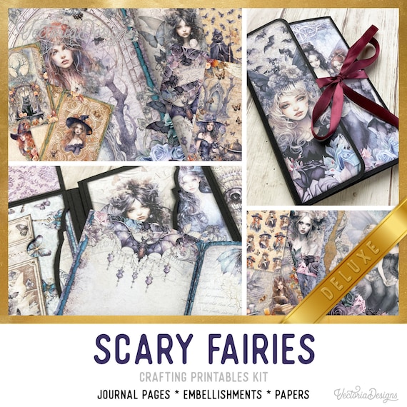 Scary Fairies Junk Journal Kit DELUXE - Printable Pages, Papers and Embellishments for Crafting - 003103