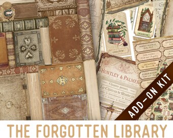 Forgotten Library Junk Journal Kit ADD-ON, Printable Junk Journal Pages Printable Junk Journal Kit Craft kits Vintage Junk Journal 003215