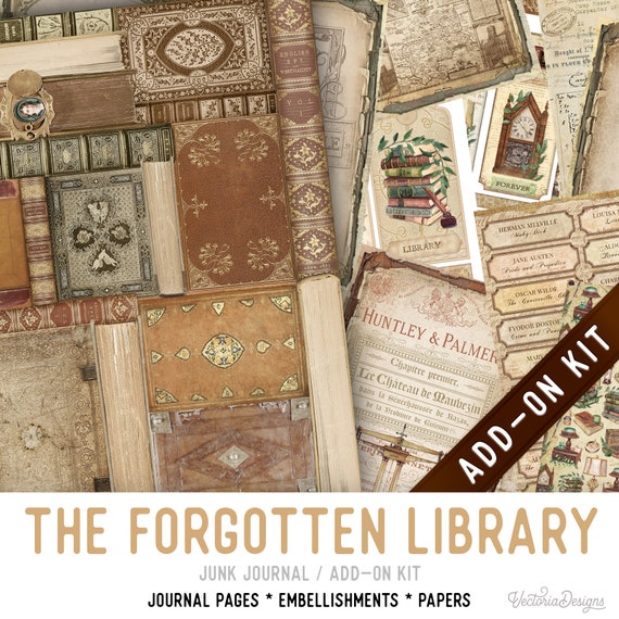 Forgotten Library Junk Journal Kit ADD-ON, Printable Junk