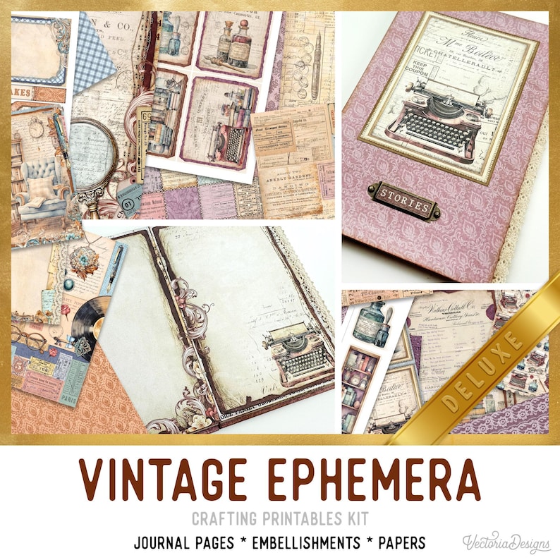 Vintage Ephemera Junk Journal Kit With Tutorial DELUXE New - 003870 - Etsy