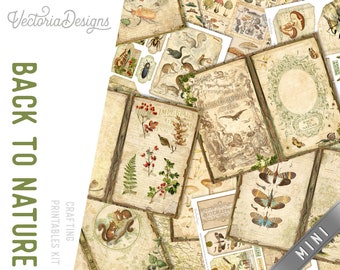 Back to Nature MINI Crafting Printables Kit Nature Embellishments Nature Junk Journal Craft Kit Printable Junk Journal Kit Nature DIY 002988