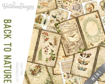 Back to Nature MINI Crafting Printables Kit Nature Embellishments Nature Junk Journal Craft Kit Printable Junk Journal Kit Nature DIY 002988