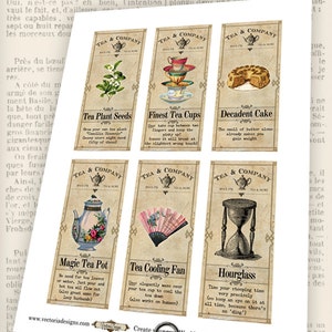 Tea Apothecary Labels tea shop party printable hobby crafting scrapbooking instant download digital collage sheet 000922 image 2