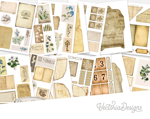 Ephemera Embellishments Set, Junk Journal Kit, Digital Ephemera, Printable Ephemera, Scrapbook Ephemera, Cardmaking Ephemera 002054