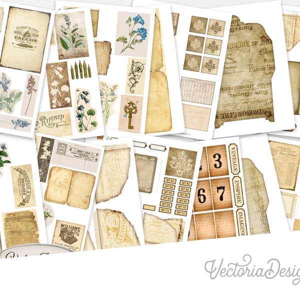 Junk Journal Ephemera, Junk Journal Printable, Digital Ephemera, Printable Ephemera, Junk Journal Printable Kit, Scrapbook Ephemera 002054