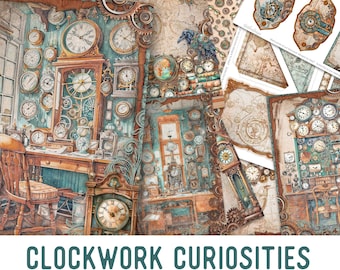 Clockwork Curiosities Junk Journal Kit - Printable Kit - 003658
