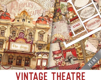 Vintage Theatre Junk Journal Kit MINI, Theatre Crafting Printables Theatre Embellishments Printable Paper Vintage Junk Journal 003728