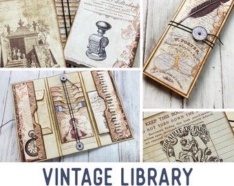 Vintage Library Mini Project Waterfall Booklet Craft Kit Folio Kit Vacation Craft Junk Journal Printable Craft kits Printable Gift 002804