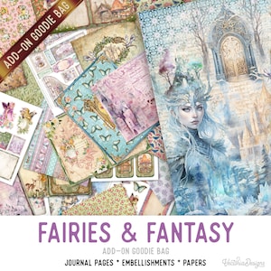 Fairies & Fantasy Goodie Bag, Junk Journal Pages, Papers, Junk Journal Printables, Junk Journal Supplies Printable Junk Journal Kit 003388
