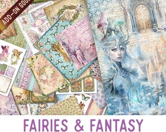 Fairies & Fantasy Goodie Bag, Junk Journal Pages, Papers, Junk Journal Printables, Junk Journal Supplies Printable Junk Journal Kit 003388