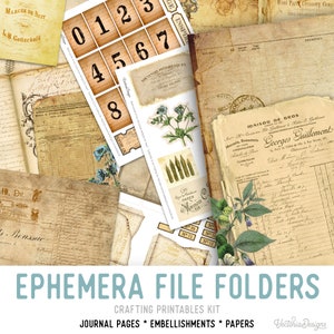 Mega Ephemera File Folders Junk Journal Kit, Digital Journal Kit, Junk Journal Supplies, Journal File Folders, Journal DIY, Kit 001948