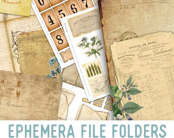 Mega Ephemera File Folders Junk Journal Kit, Digital Journal Kit, Junk Journal Supplies, Journal File Folders, Journal DIY, Kit 001948