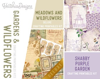 Gardens & Wildflowers Offer, Nature Printables, Printable Papers, Junk Journal kit, Journal Pages, Nature Ephemera, Craft Kit - 003018