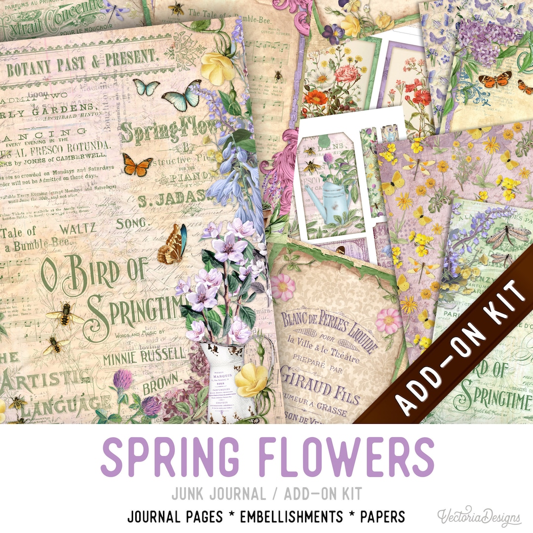 Spring Flowers Junk Journal Kit ADD-ON, Printable Craft Kit With ...