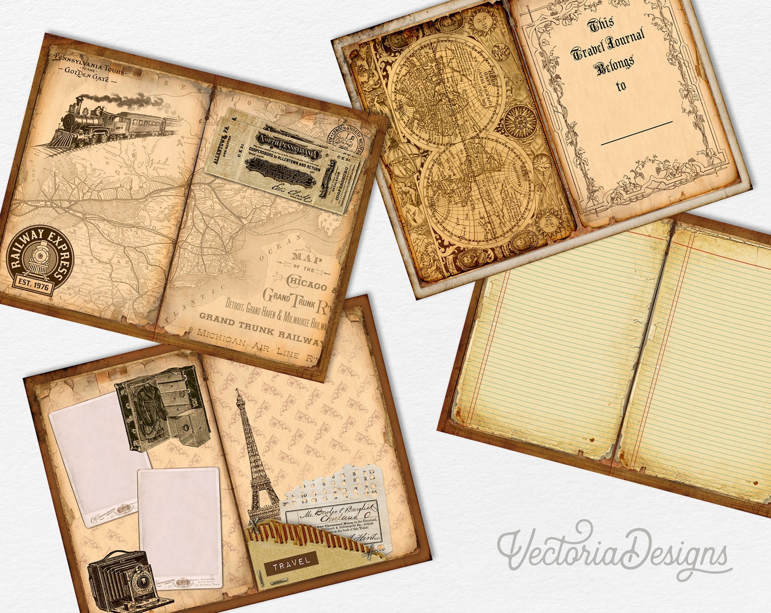 Travel Journal Kit Printable Journal Vintage Journal Etsy