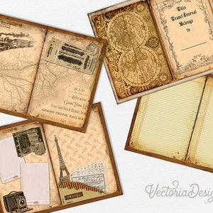 Travel Journal Kit, Printable Journal, Vintage Journal, Scrapbooking Journal, Junk Journal Digital, Paper Craft Pages, Downloads 001914 image 3