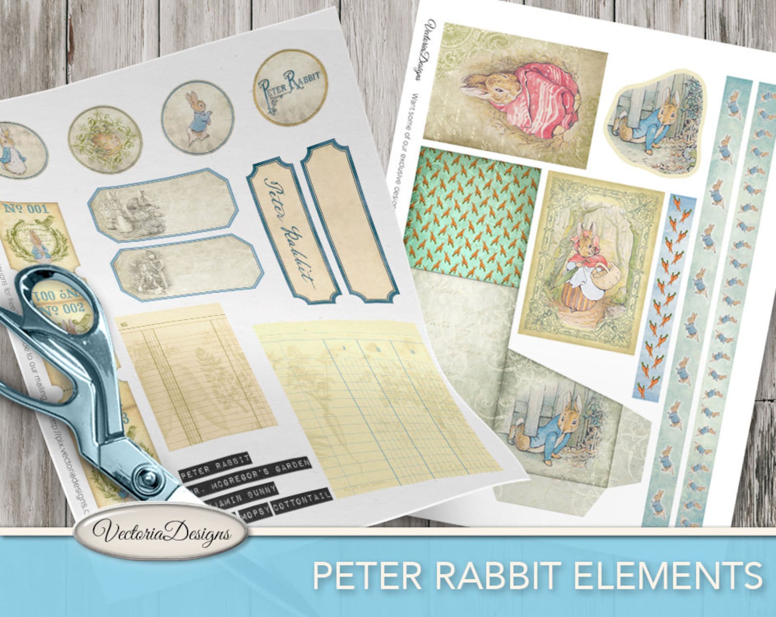 Peter Rabbit Digital Paper, Junk Journal Printable, Beatrix Potter ...