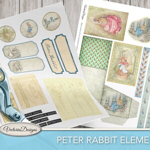 Peter Rabbit Digital Paper, Junk Journal Printable, Beatrix Potter ...