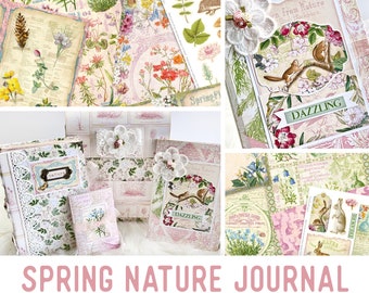 Spring Nature Journal Crafting Printables Kit, Spring Junk Journal, Journal Embellishments, Craft Kit, Printable Paper Pack, Tutorial 002377