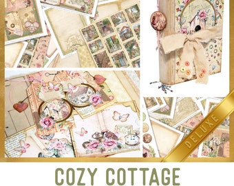 Journal cottage confortable, imprimables de planificateur vintage, kit de journal indésirable, journal éphémère, journal de scrapbooking, journal Cottagecore 002237