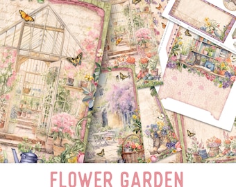 Flower Garden Junk Journal Kit - Printable Pages for Crafting - 003190
