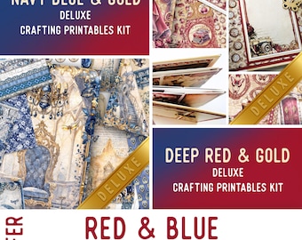 Red & Blue Offer, Crafting Printables, Journal Papers, Journal kit, Journal Embellishments, Journal Pages, Ephemera, Craft Kit 003854