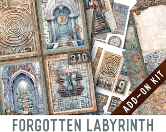 Forgotten Labyrinth Junk Journal Kit ADD-ON, Printable Craft kit - 004006