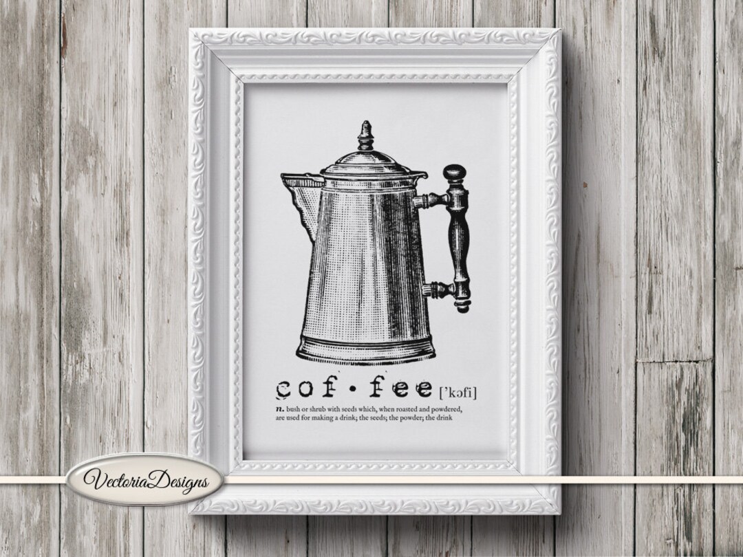 Coffee Print Printable Art Black and White Print Dictionary Digital ...