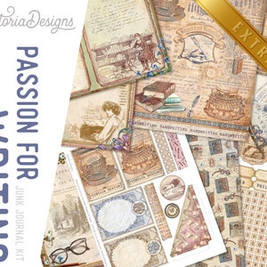 Creative Writing DELUXE MEGA Crafting Bundle, Writer, Vintage Books, Printable Paper Pack, Embellishments, Junk Journal, Craft Kits 002690 image 7