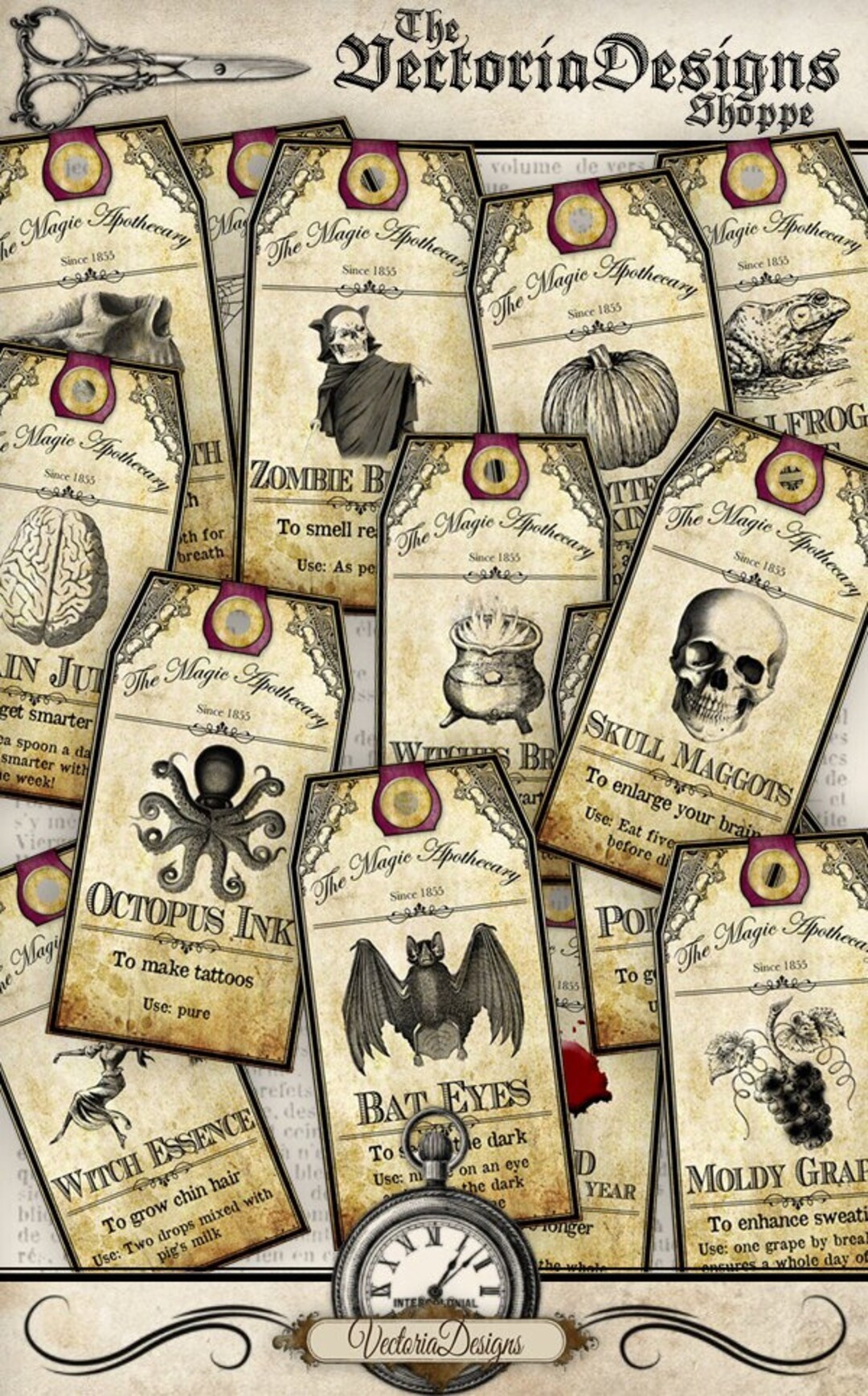 Halloween Apothecary Labels, Halloween Tags, Printable Halloween ...