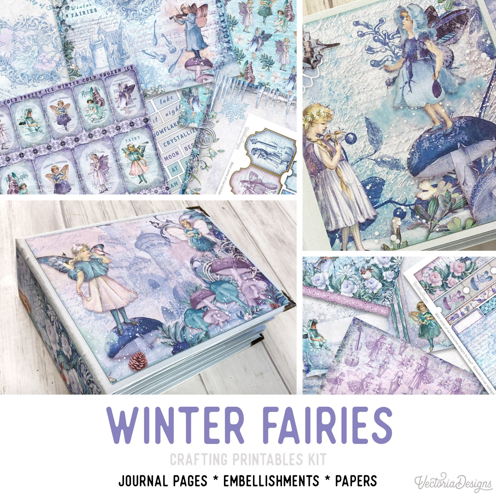 Winter Fairies Crafting Printables Kit, Fairy Junk Journal, Fairy ...