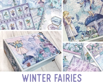 Winter Fairies Crafting Printables Kit, Fairy Junk Journal, Fairy Embellishments, Winter, Printable Journal, Mini Album Tutorial - 002704