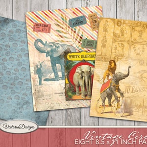 Vintage Circus Paper Pack, Printable Paper Pack, Decorative Paper, Circus Decoration, Digital Paper Pack, Crafters Paper Pack 002022 image 4