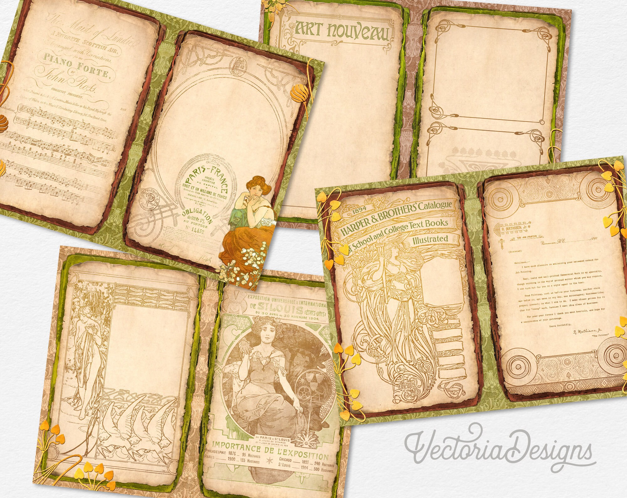 Nouveau Reverie Junk Journal Kit Graphic by Emily Designs · Creative Fabrica